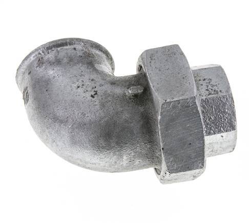 90deg Angled Union Connector Rp1 1/2'' Female Cast Iron Flat Seal Centellen 25bar (351.25psi)