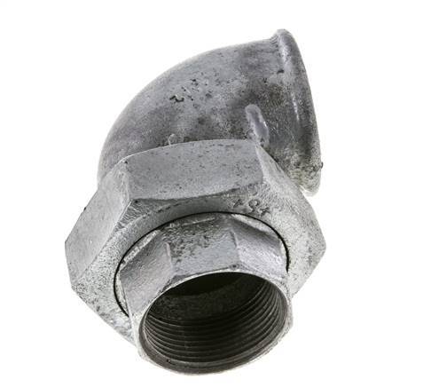 90deg Angled Union Connector Rp1 1/2'' Female Cast Iron Flat Seal Centellen 25bar (351.25psi)