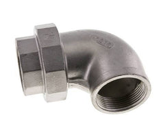 Racor de unión acodado 90deg Rp1 1/2'' Hembra Acero inoxidable Junta plana PTFE 16bar (224.8psi)
