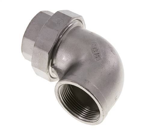 Racor de unión acodado 90deg Rp1 1/2'' Hembra Acero inoxidable Junta plana PTFE 16bar (224.8psi)