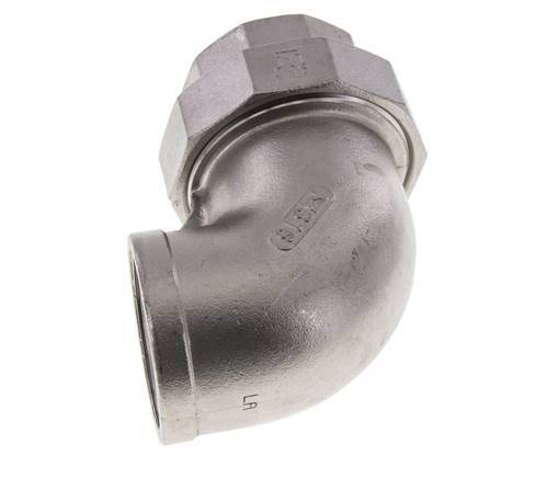 Racor de unión acodado 90deg Rp1 1/2'' Hembra Acero inoxidable Junta plana PTFE 16bar (224.8psi)