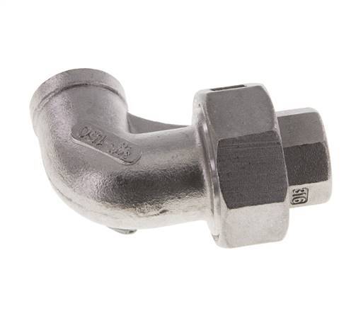 Racor de unión acodado 90deg Rp3/8'' Hembra Acero inoxidable Junta plana PTFE 16bar (224.8psi)