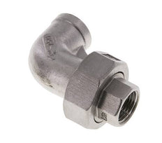 Racor de unión acodado 90deg Rp3/8'' Hembra Acero inoxidable Junta plana PTFE 16bar (224.8psi)