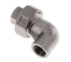 Racor de unión acodado 90deg Rp3/8'' Hembra Acero inoxidable Junta plana PTFE 16bar (224.8psi)