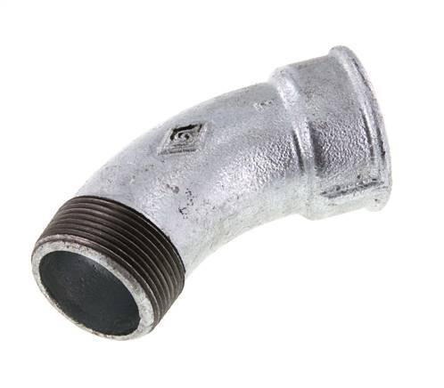 Racor codo 45deg R1 1/2'' Macho x Rp1 1/2'' Hembra Hierro fundido 25bar (351.25psi)