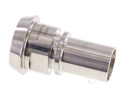 DIN 11851 Accesorio sanitario (lácteo) Cono de 44 mm x pilar de manguera de 25 mm (1 pulgada) Collarín de seguridad de acero inoxidable