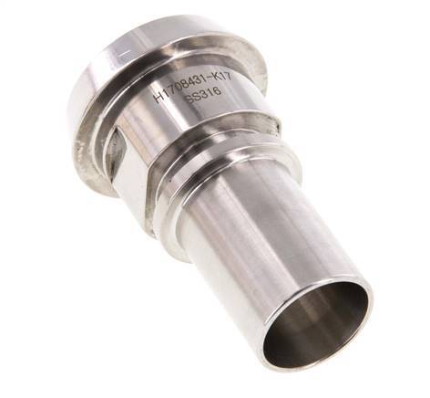 DIN 11851 Accesorio sanitario (lácteo) Cono de 44 mm x pilar de manguera de 25 mm (1 pulgada) Collarín de seguridad de acero inoxidable