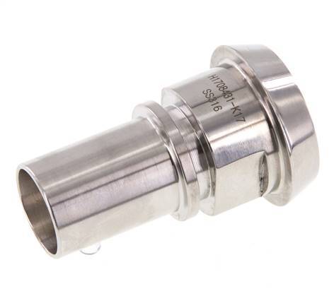 DIN 11851 Accesorio sanitario (lácteo) Cono de 44 mm x pilar de manguera de 25 mm (1 pulgada) Collarín de seguridad de acero inoxidable