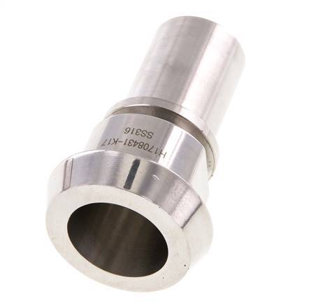 DIN 11851 Accesorio sanitario (lácteo) Cono de 44 mm x pilar de manguera de 25 mm (1 pulgada) Collarín de seguridad de acero inoxidable