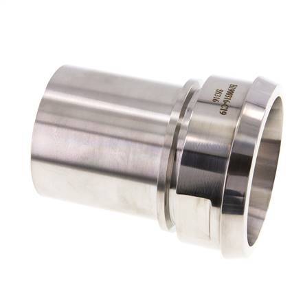 DIN 11851 Accesorio sanitario (lácteo) Cono de 100 mm x pilar de manguera de 3 pulgadas (75 mm) Collarín de seguridad de acero inoxidable