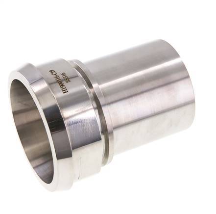 DIN 11851 Accesorio sanitario (lácteo) Cono de 100 mm x pilar de manguera de 3 pulgadas (75 mm) Collarín de seguridad de acero inoxidable