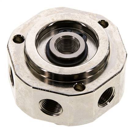 6-Way Rotary Joint 1/8'' x3/8'' Nickel-plated Brass FKM 12bar (168.6psi)