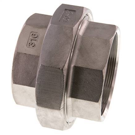 Union Straight Connector Rp3'' Female Stainless Steel Flat Seal PTFE 16bar (224.8psi)