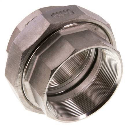 Union Straight Connector Rp3'' Female Stainless Steel Flat Seal PTFE 16bar (224.8psi)