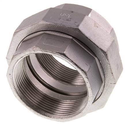 Union Straight Connector Rp2'' Female Stainless Steel Flat Seal PTFE 16bar (224.8psi)