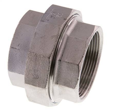 Union Straight Connector Rp2'' Female Stainless Steel Flat Seal PTFE 16bar (224.8psi)