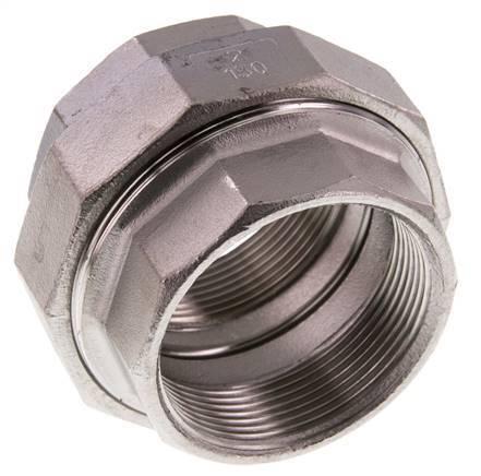 Union Straight Connector Rp2'' Female Stainless Steel Flat Seal PTFE 16bar (224.8psi)
