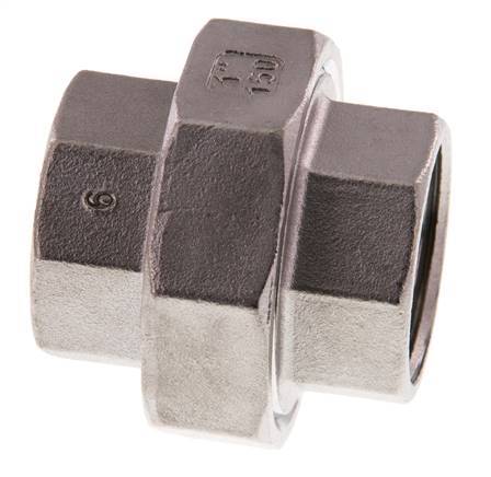 Unión Conector Recto Rp1'' Hembra Acero Inoxidable Junta Plana PTFE 16bar (224.8psi)