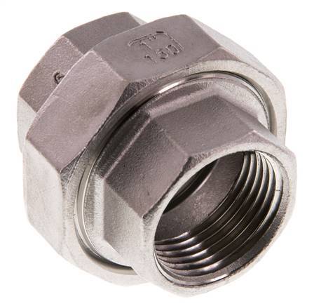 Unión Conector Recto Rp1'' Hembra Acero Inoxidable Junta Plana PTFE 16bar (224.8psi)