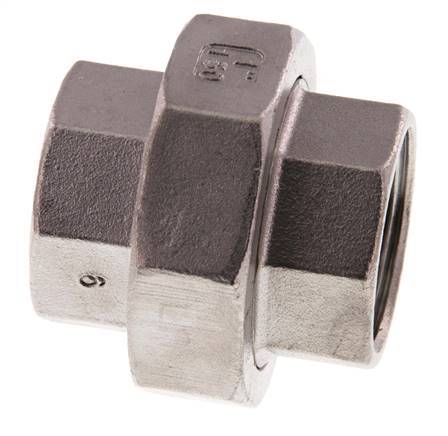 Unión Conector Recto Rp1'' Hembra Acero Inoxidable Junta Plana PTFE 16bar (224.8psi)