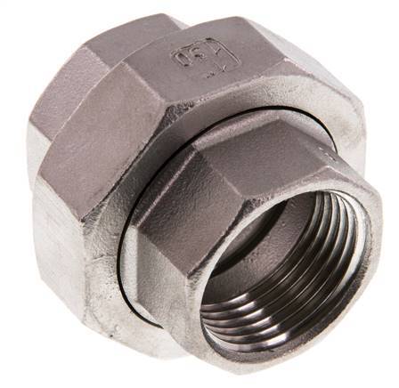 Unión Conector Recto Rp1'' Hembra Acero Inoxidable Junta Plana PTFE 16bar (224.8psi)