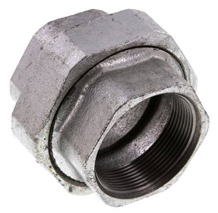 Racor recto de unión Rp2'' hembra hierro fundido junta plana 25bar (351.25psi)