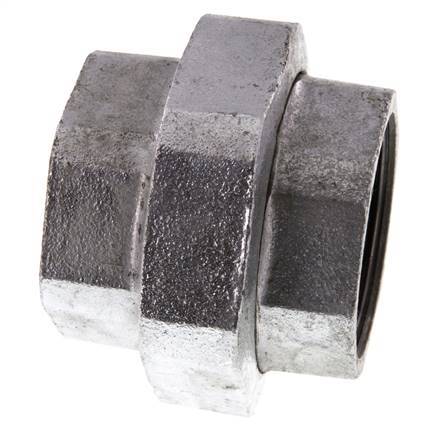 Racor recto de unión Rp2'' hembra hierro fundido junta plana 25bar (351.25psi)