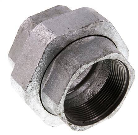 Racor recto de unión Rp2'' hembra hierro fundido junta plana 25bar (351.25psi)