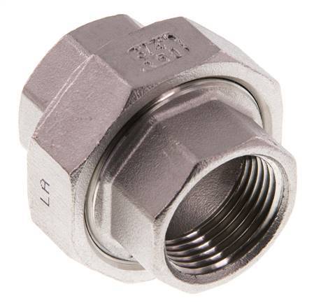 Union Straight Connector Rp3/4'' Female Stainless Steel Flat Seal PTFE 16bar (224.8psi)