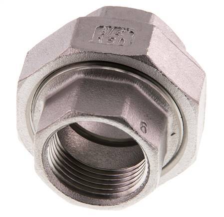 Union Straight Connector Rp3/4'' Female Stainless Steel Flat Seal PTFE 16bar (224.8psi)