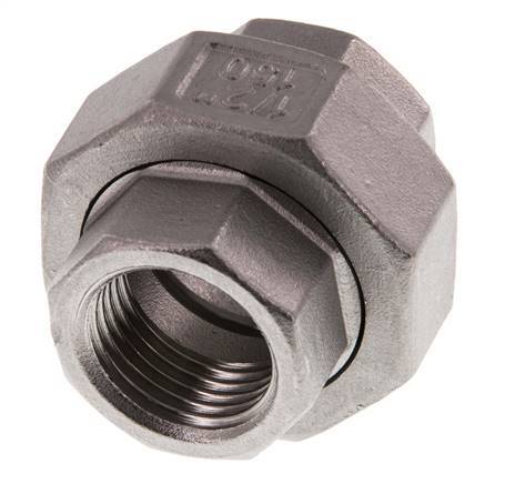 Union Straight Connector Rp1/2'' Female Stainless Steel Flat Seal PTFE 16bar (224.8psi)