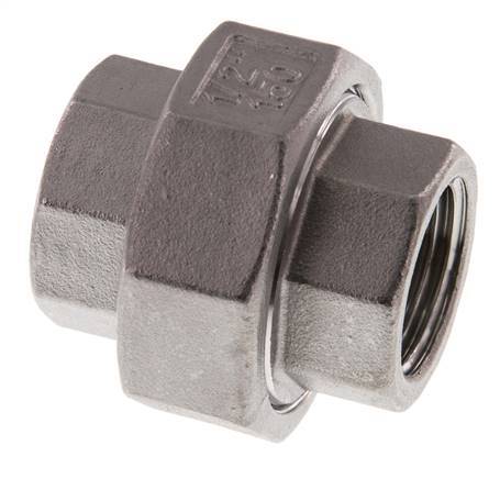 Union Straight Connector Rp1/2'' Female Stainless Steel Flat Seal PTFE 16bar (224.8psi)
