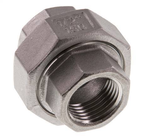 Union Straight Connector Rp1/2'' Female Stainless Steel Flat Seal PTFE 16bar (224.8psi)