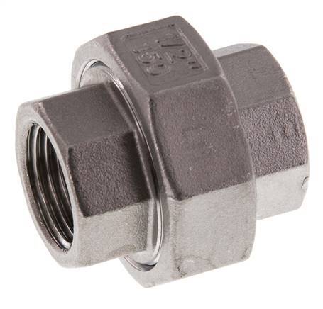 Union Straight Connector Rp1/2'' Female Stainless Steel Flat Seal PTFE 16bar (224.8psi)