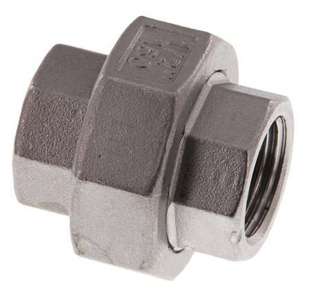Union Straight Connector Rp1/2'' Female Stainless Steel Flat Seal PTFE 16bar (224.8psi)