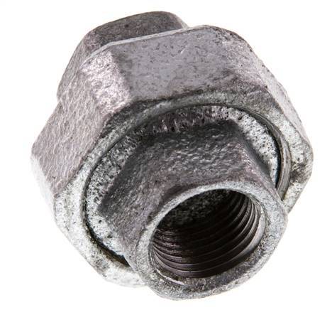 Racor recto de unión Rp1/2'' hembra hierro fundido junta plana 25bar (351.25psi)