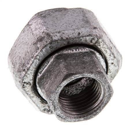 Racor recto de unión Rp1/2'' hembra hierro fundido junta plana 25bar (351.25psi)