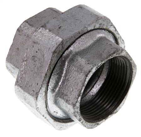 Racor recto de unión Rp1 1/2'' hembra hierro fundido junta plana 25bar (351.25psi)