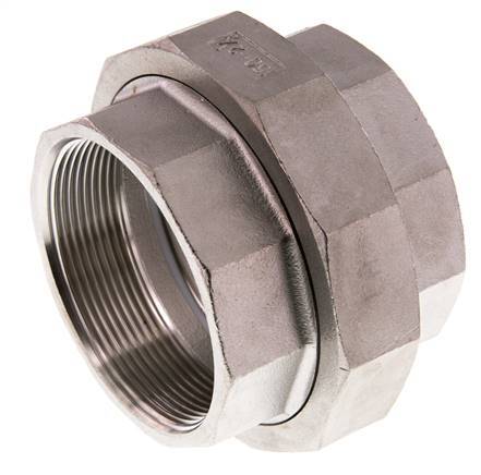 Racor recto de unión Rp2 1/2'' hembra Acero inoxidable Junta plana PTFE 16bar (224.8psi)