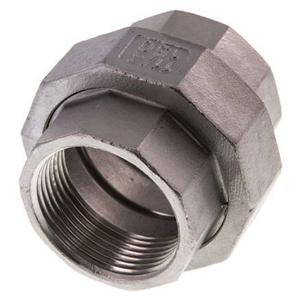 Unión Conector Recto Rp1 1/4'' Hembra Acero Inoxidable Junta Plana PTFE 16bar (224.8psi)