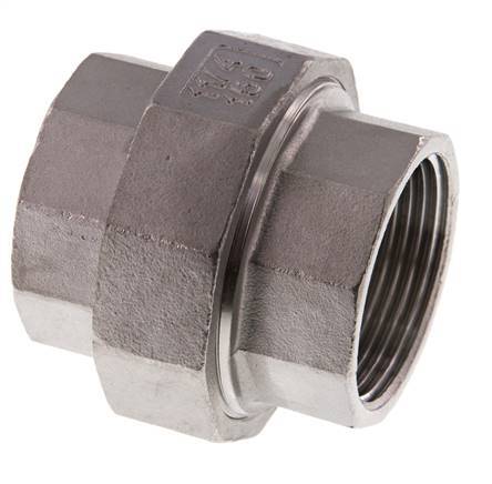 Unión Conector Recto Rp1 1/4'' Hembra Acero Inoxidable Junta Plana PTFE 16bar (224.8psi)