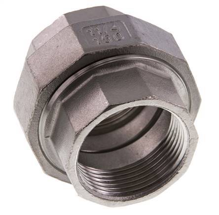 Unión Conector Recto Rp1 1/4'' Hembra Acero Inoxidable Junta Plana PTFE 16bar (224.8psi)