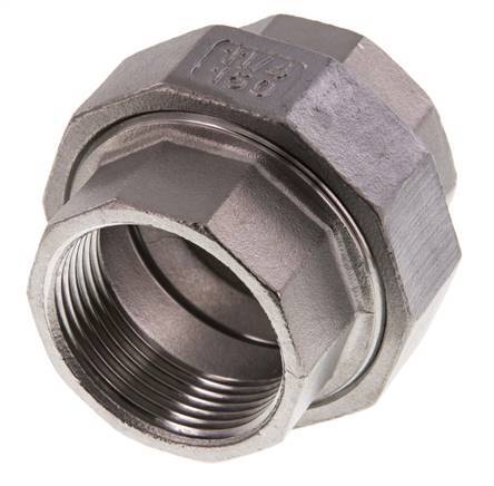 Unión Conector Recto Rp1 1/4'' Hembra Acero Inoxidable Junta Plana PTFE 16bar (224.8psi)