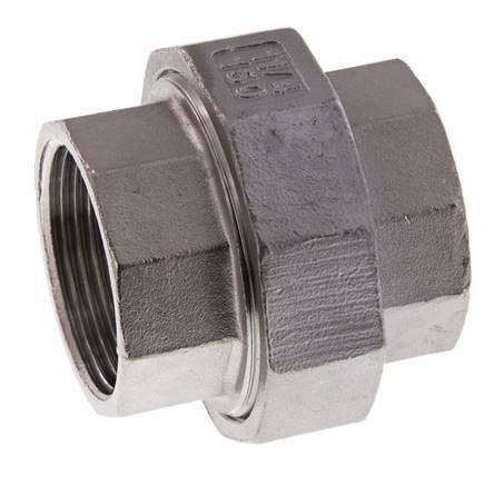 Unión Conector Recto Rp1 1/4'' Hembra Acero Inoxidable Junta Plana PTFE 16bar (224.8psi)