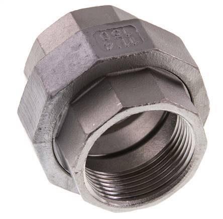 Unión Conector Recto Rp1 1/4'' Hembra Acero Inoxidable Junta Plana PTFE 16bar (224.8psi)