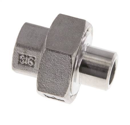 Union Straight Connector Rp1/4'' Female x 13.5mm Weld End Stainless Steel Conical Seal 16bar (224.8psi)