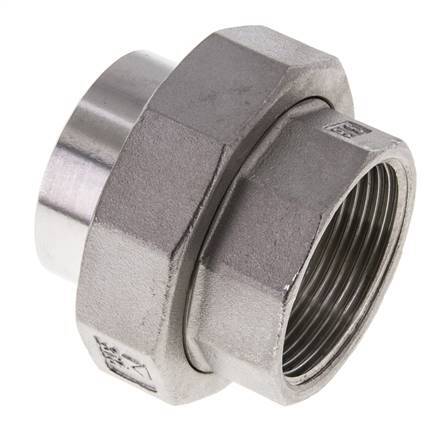 Unión Conector Recto Rp1 1/2'' Hembra x 48.3mm Extremo Soldar Acero Inoxidable Junta Cónica 16bar (224.8psi)