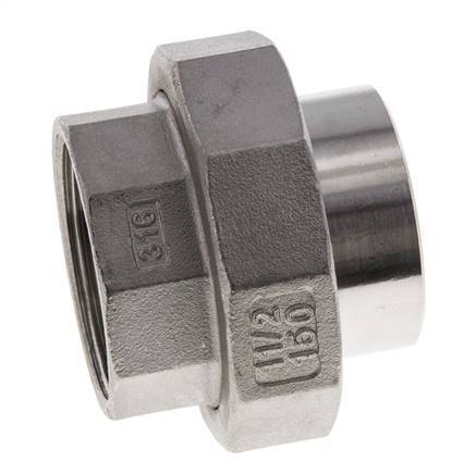 Unión Conector Recto Rp1 1/2'' Hembra x 48.3mm Extremo Soldar Acero Inoxidable Junta Cónica 16bar (224.8psi)