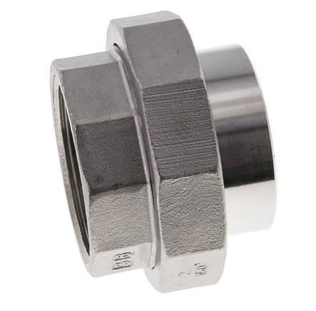 Unión Conector Recto Rp2'' Hembra x 60.3mm Extremo Soldar Acero Inoxidable Junta Plana PTFE 150bar (2107.5psi)