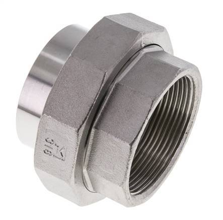 Unión Conector Recto Rp2'' Hembra x 60.3mm Extremo Soldar Acero Inoxidable Junta Plana PTFE 150bar (2107.5psi)